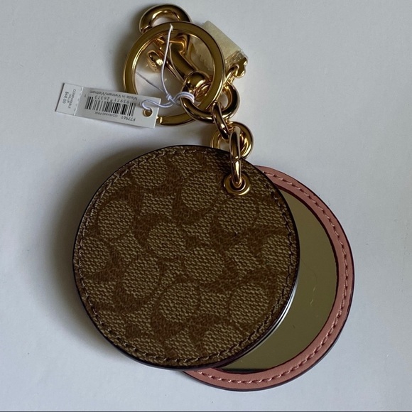 NEW Coach Timeless Chic Mirror Bag Charm Key Chain Pink Brown - Picture 6 of 9